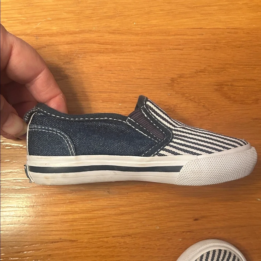 OshKosh B'gosh Navy and White Striped Kids Sneakers